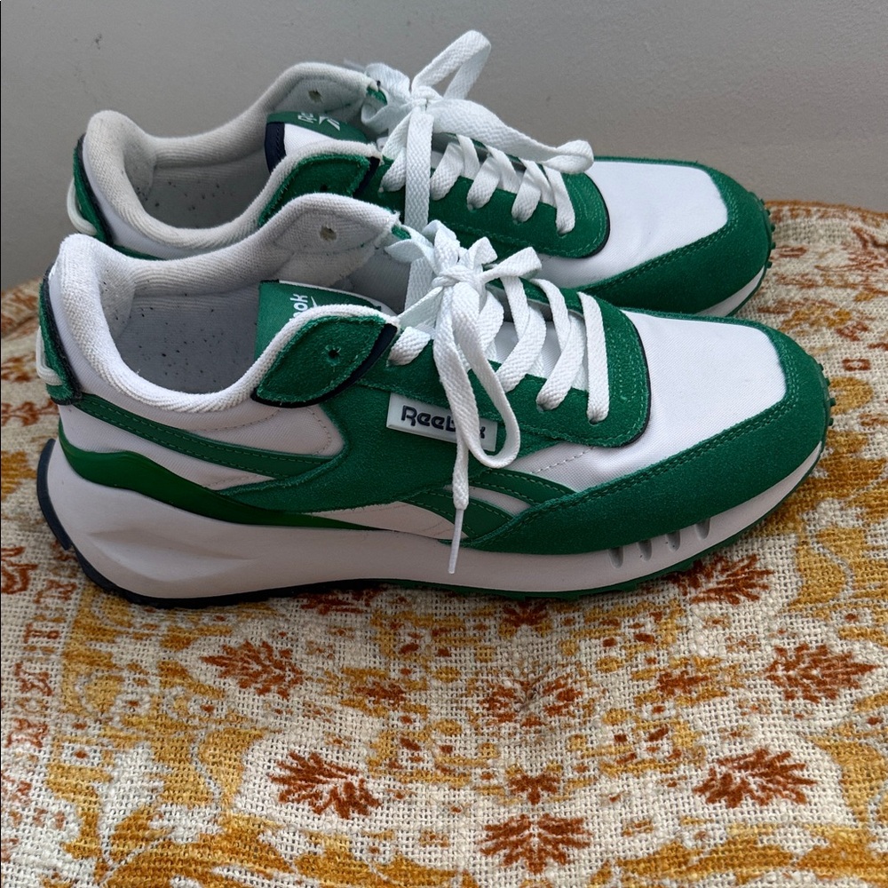 Reebok Green and White Women's Athletic Sneakers